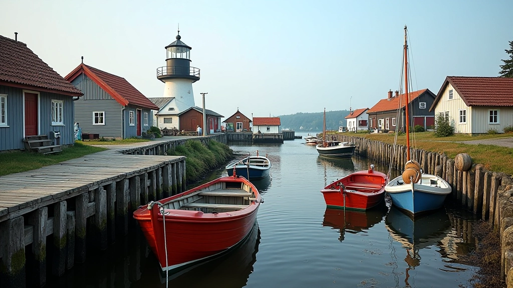 Kassari saare kalastajad laevade juures, merevaatega rannaküla